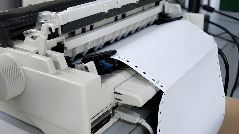 dot matrix printer type feeding white paper