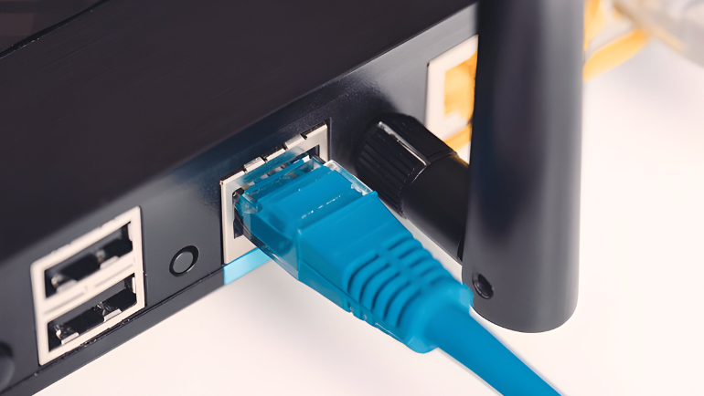 Cat5e vs cat6 ethernet cable plugging into a router